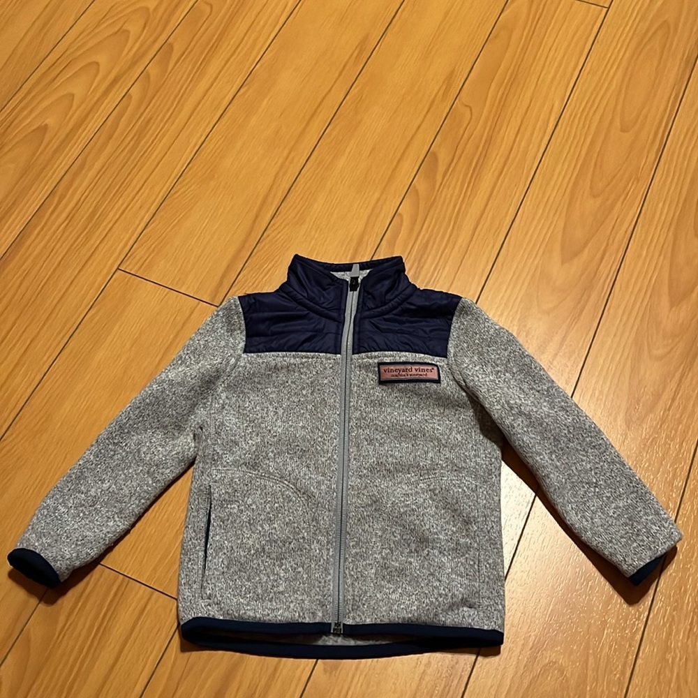 Vineyard Vines Kids Gray and Navy Zip Jacket